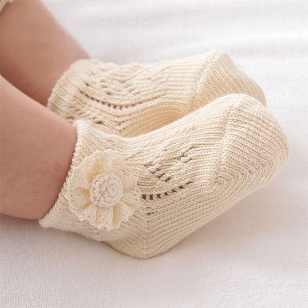 オーガニックコットン ベビー レースフラワーソックス  9-11cm