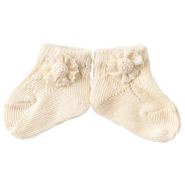 オーガニックコットン ベビー レースフラワーソックス  9-11cm