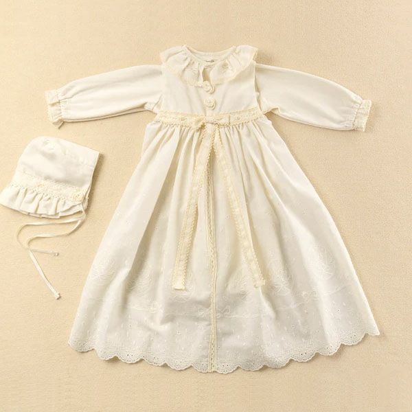 オーガニックコットン ベビー【クラシカルレース】セレモニードレスセット