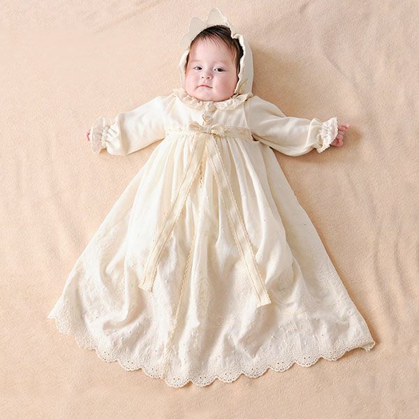 オーガニックコットン ベビー【クラシカルレース】セレモニードレスセット