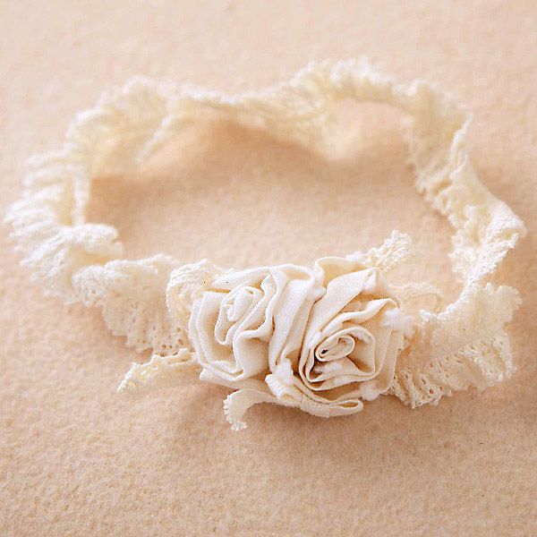 オーガニックコットン ベビーミニバラのヘアバンド ナチュラル