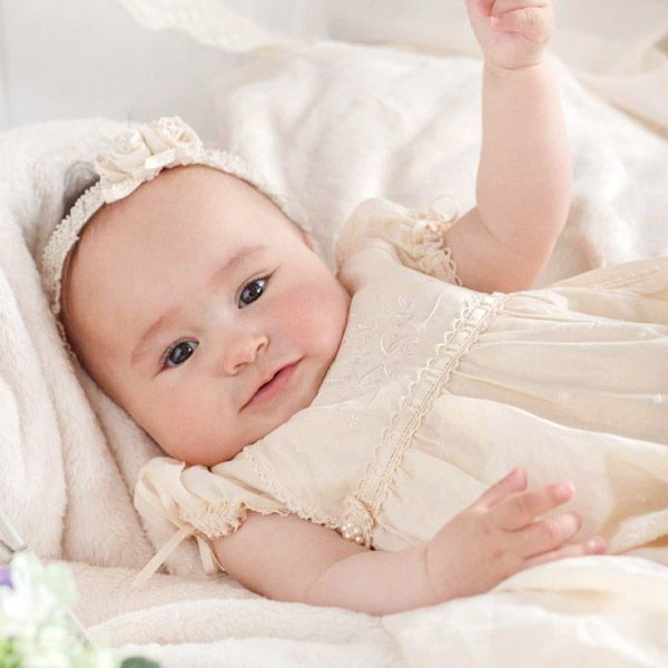 オーガニックコットン ベビーミニバラのヘアバンド ナチュラル