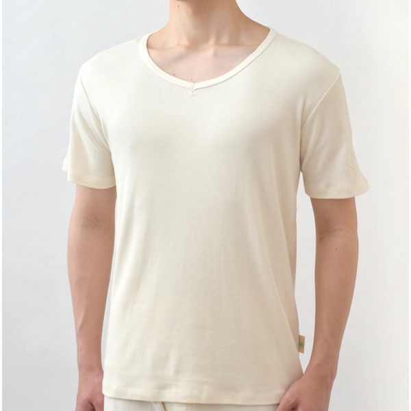 オーガニックコットン メンズ フライスVネックＴシャツ