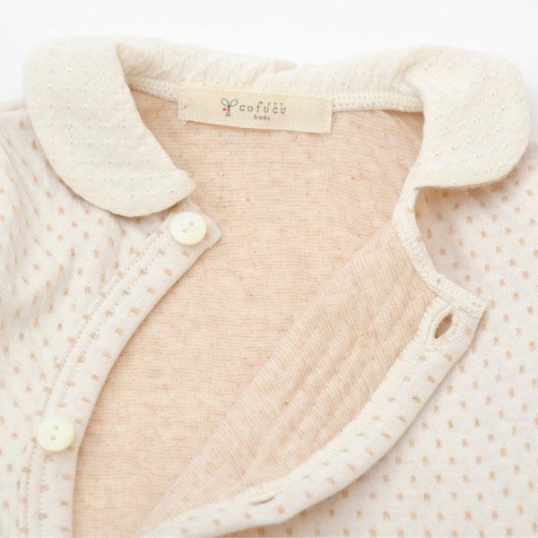 オーガニックコットン ベビー 衿付きカバーオール ドット 60
