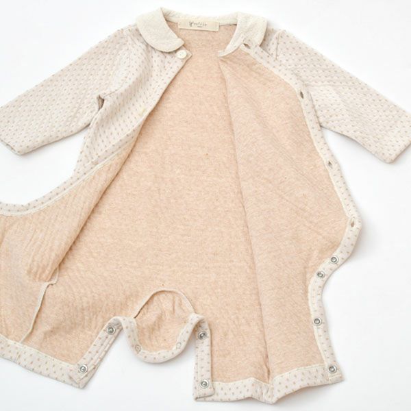 オーガニックコットン ベビー 衿付きカバーオール ドット 60