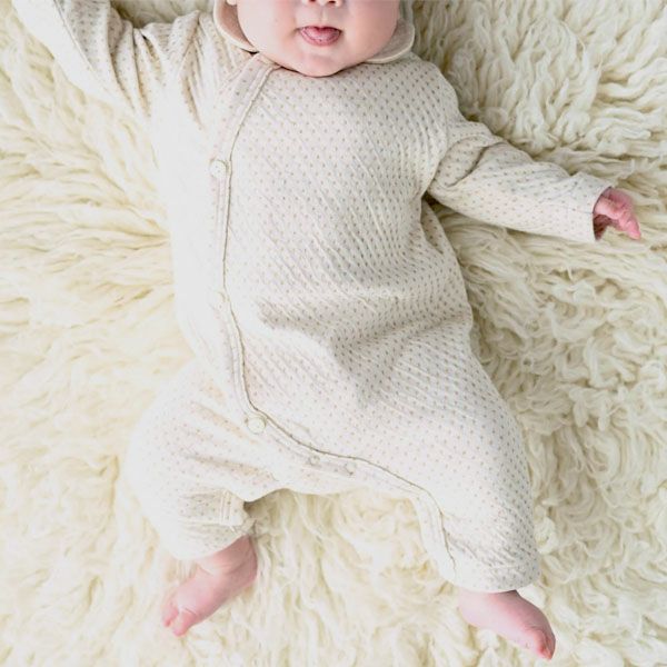 オーガニックコットン ベビー 衿付きカバーオール ドット 60