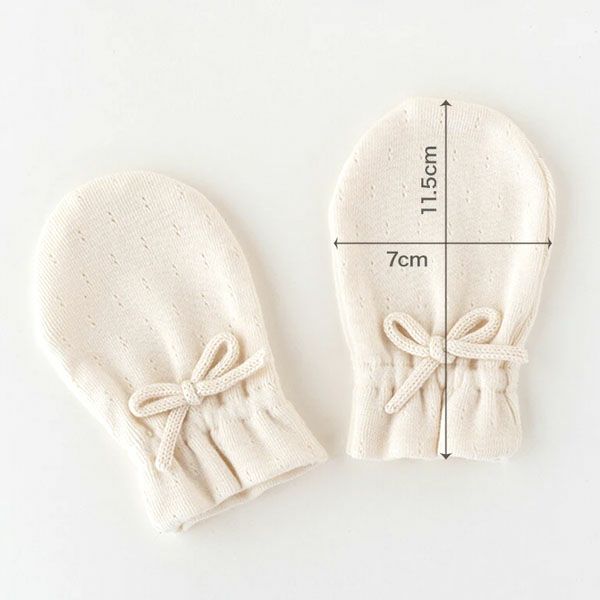 オーガニックコットン ベビー アイレット柄フライスミトン ナチュラル