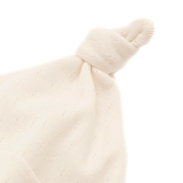 オーガニックコットン ベビー アイレット柄フライス結び帽 ナチュラル