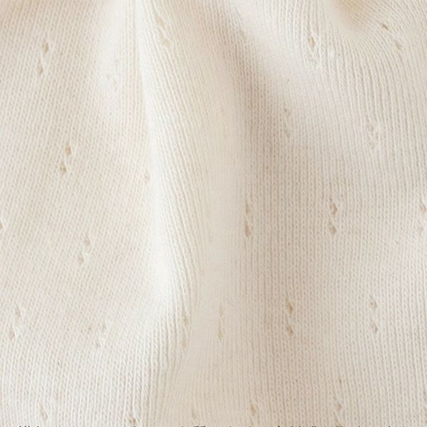 オーガニックコットン ベビー アイレット柄フライス結び帽 ナチュラル