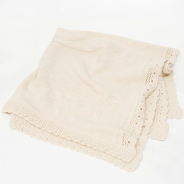 オーガニックコットン ベビー コットンボール柄模様編みアフガン 85×85
