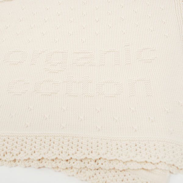 オーガニックコットン ベビー コットンボール柄模様編みアフガン 85×85