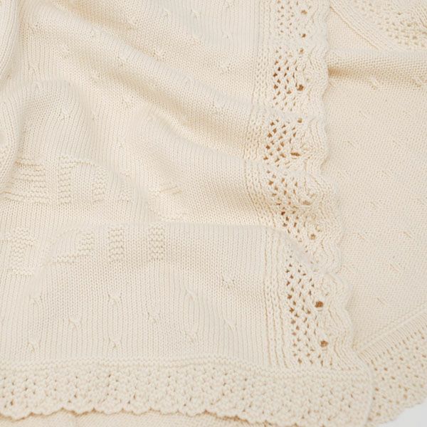 オーガニックコットン ベビー コットンボール柄模様編みアフガン 85×85