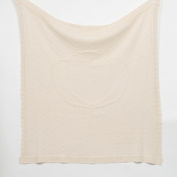 オーガニックコットン ベビー コットンボール柄模様編みアフガン 85×85