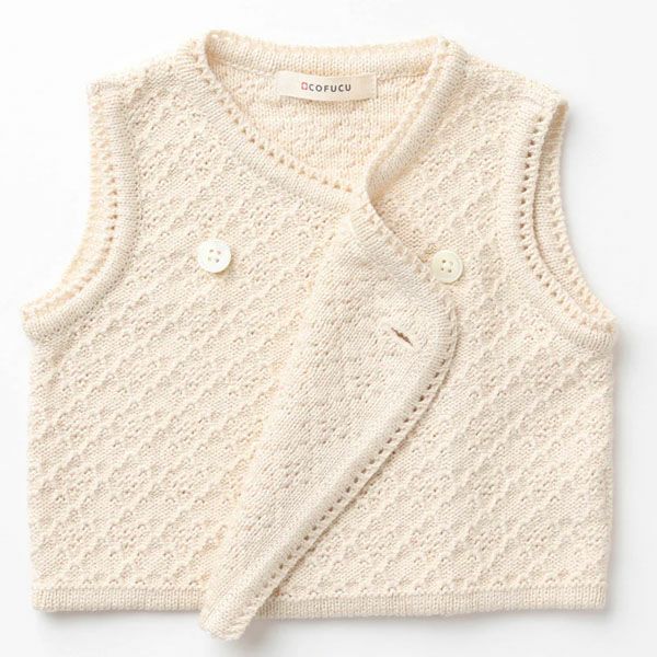 オーガニックコットン ベビー ふんわりダブルベスト ナチュラル 60-80