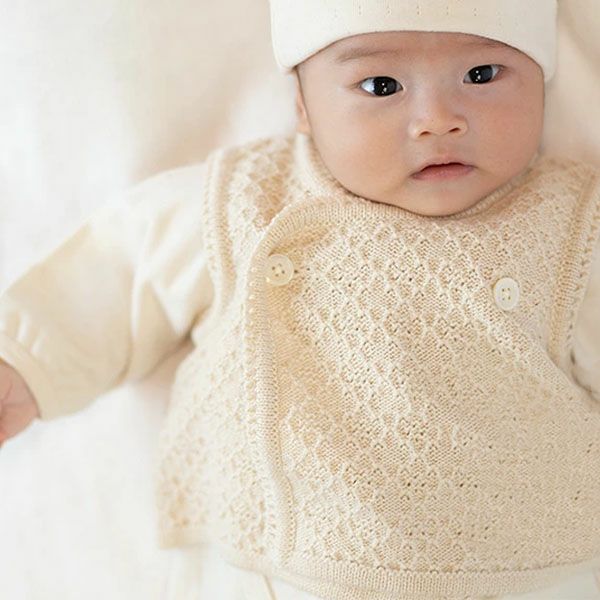 オーガニックコットン ベビー ふんわりダブルベスト ナチュラル 60-80