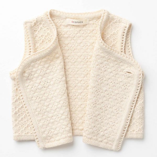 オーガニックコットン ベビー ふんわりダブルベスト ナチュラル 60-80
