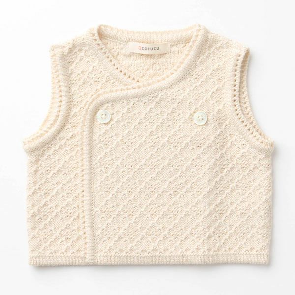 オーガニックコットン ベビー ふんわりダブルベスト ナチュラル 60-80