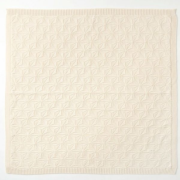オーガニックコットン ベビー 麻の葉柄ニットアフガン ナチュラル 85×85