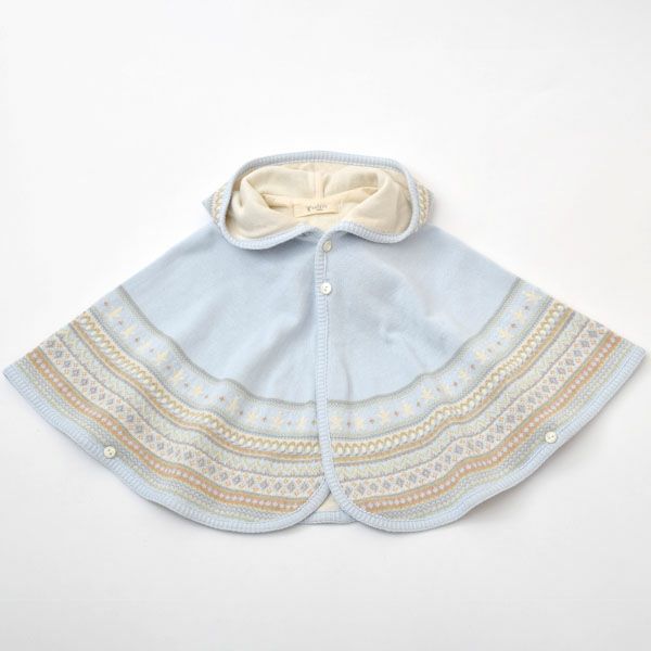 オーガニックコットン ベビー ジャガード編みマント