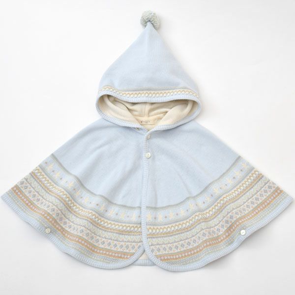 オーガニックコットン ベビー ジャガード編みマント