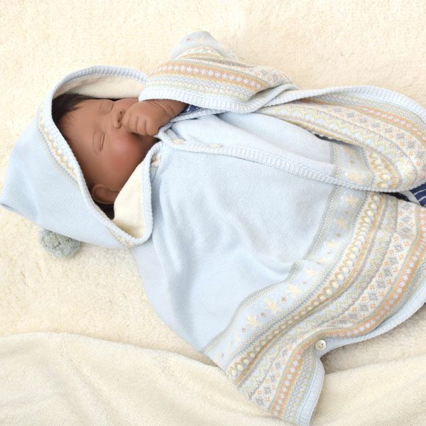 オーガニックコットン ベビー ジャガード編みマント