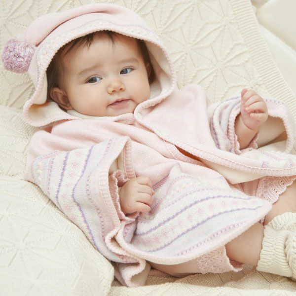 オーガニックコットン ベビー ジャガード編みマント