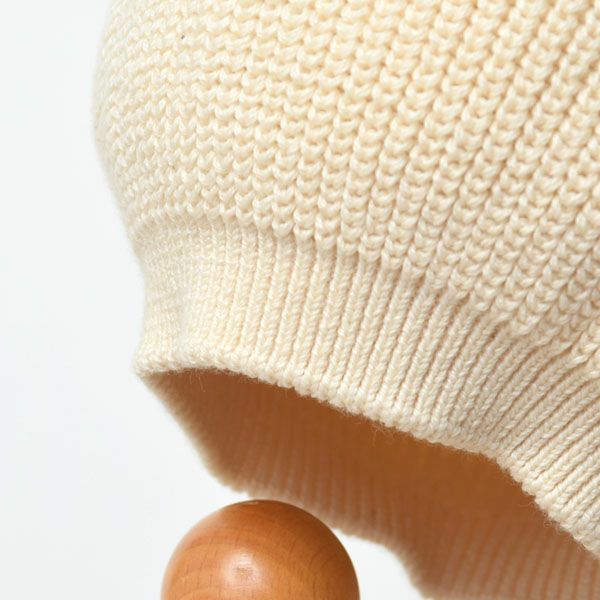 オーガニックコットン ベビー ポンポン付きベレー帽 ナチュラル