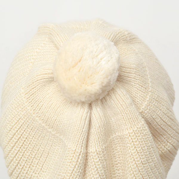 オーガニックコットン ベビー ポンポン付きベレー帽 ナチュラル