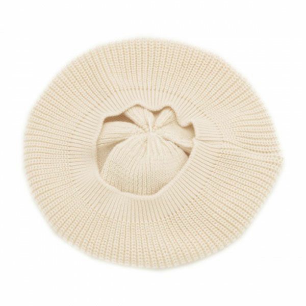 オーガニックコットン ベビー ポンポン付きベレー帽 ナチュラル