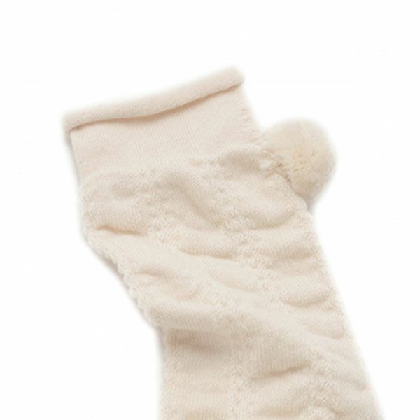 オーガニックコットン ベビー ポンポン付きくしゅくしゅレッグウォーマー