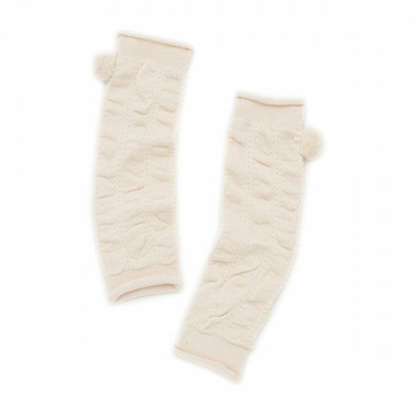 オーガニックコットン ベビー ポンポン付きくしゅくしゅレッグウォーマー