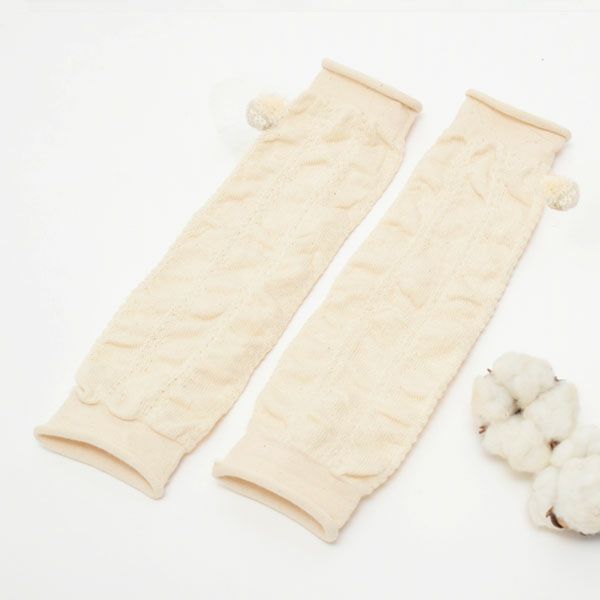 オーガニックコットン ベビー ポンポン付きくしゅくしゅレッグウォーマー