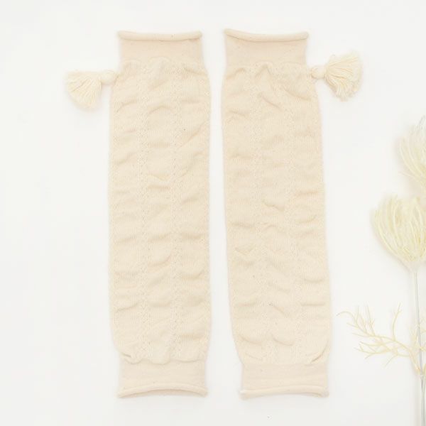 オーガニックコットン ベビー タッセル付きくしゅくしゅレッグウォーマー
