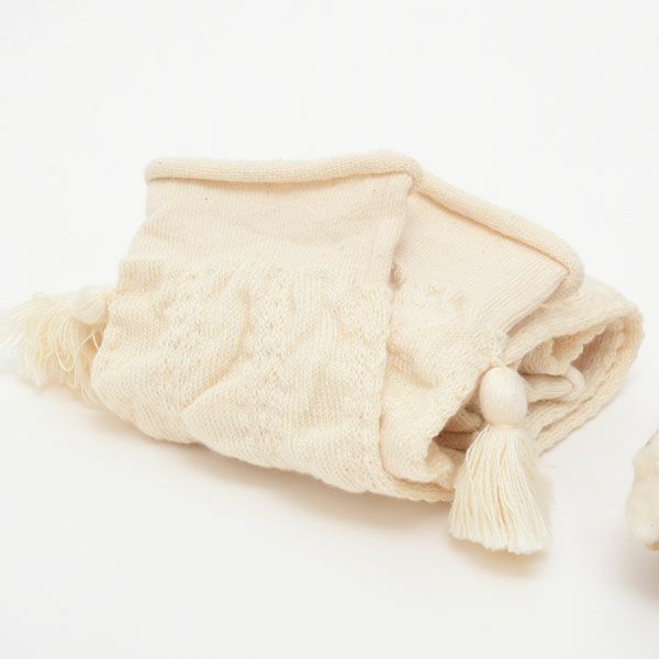 オーガニックコットン ベビー タッセル付きくしゅくしゅレッグウォーマー