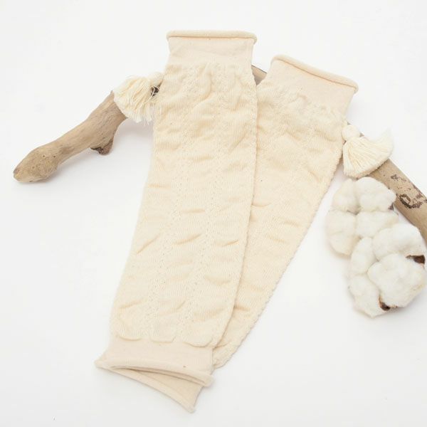 オーガニックコットン ベビー タッセル付きくしゅくしゅレッグウォーマー
