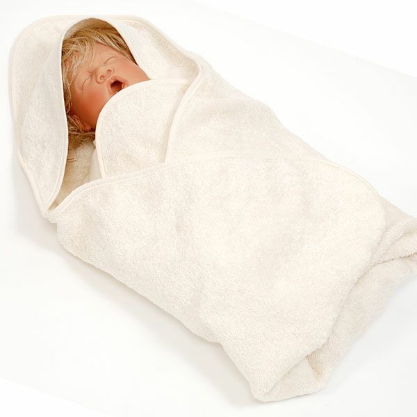 オーガニックコットン ひつじ刺繍のフード付きバスタオル きなり 75×75