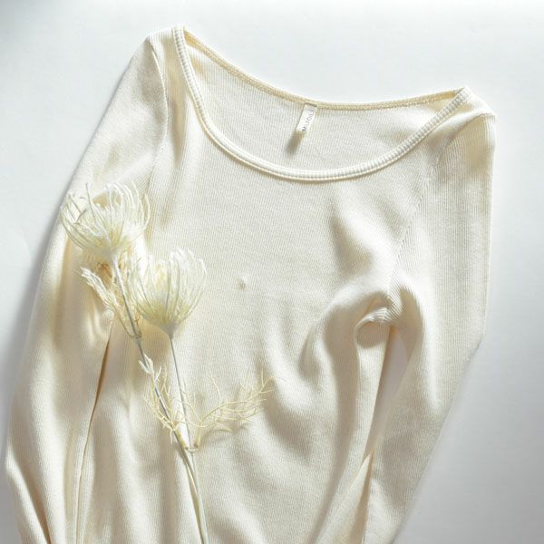 オーガニックコットン リブ クルーネックカットソー（長袖）