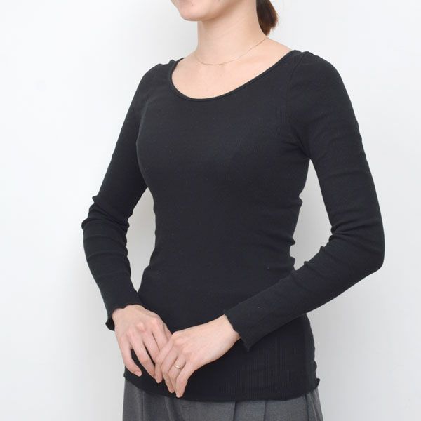 オーガニックコットン リブ クルーネックカットソー（長袖）