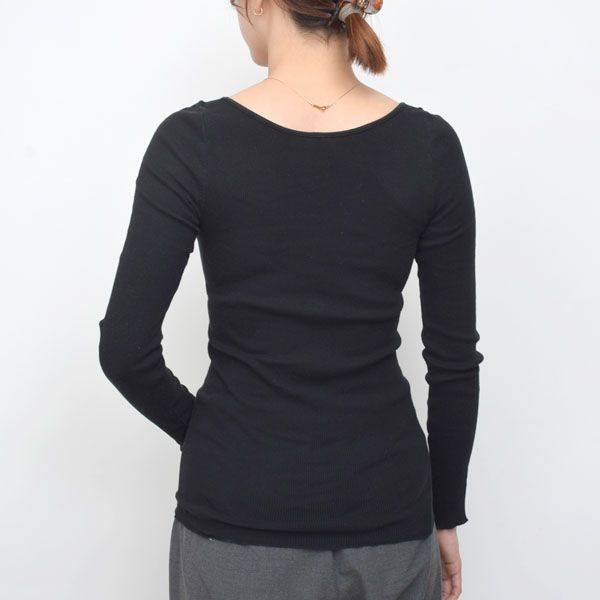 オーガニックコットン リブ クルーネックカットソー（長袖）