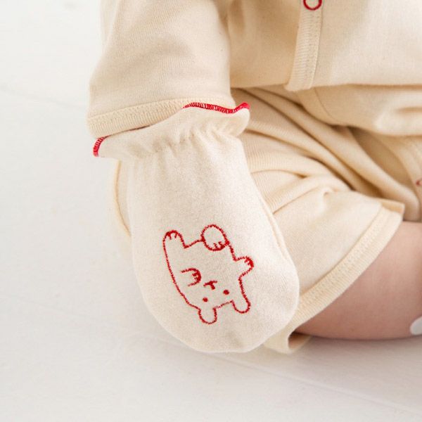 オーガニックコットン 刺しゅう入りミトン