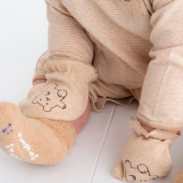 オーガニックコットン 刺しゅう入りミトン