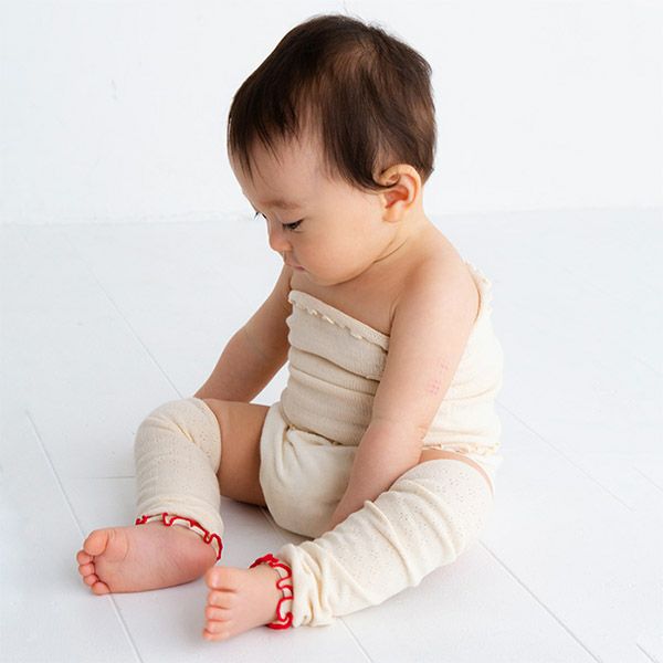 オーガニックコットン 透かし柄レッグウォーマー