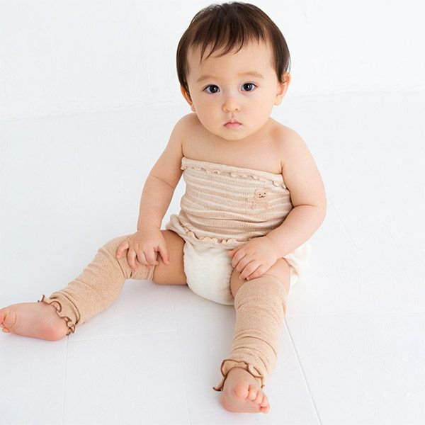 オーガニックコットン 透かし柄レッグウォーマー