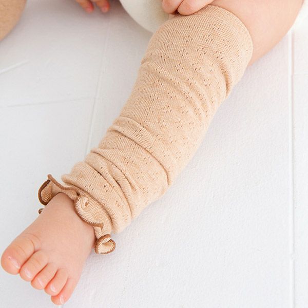 オーガニックコットン 透かし柄レッグウォーマー