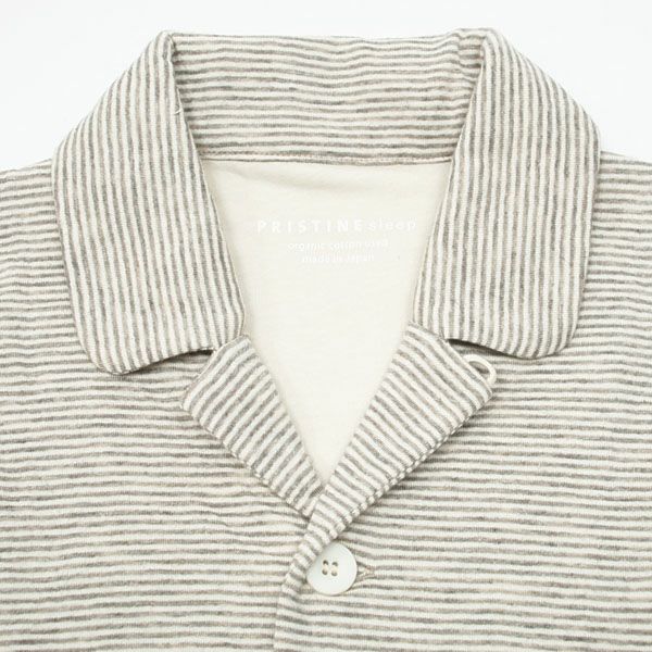 オーガニックコットン＆ヤク ボーダーエアニットパジャマ ナチュラルグレー M