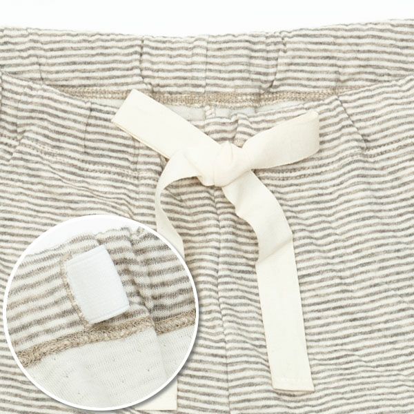 オーガニックコットン＆ヤク ボーダーエアニットパジャマ ナチュラルグレー M