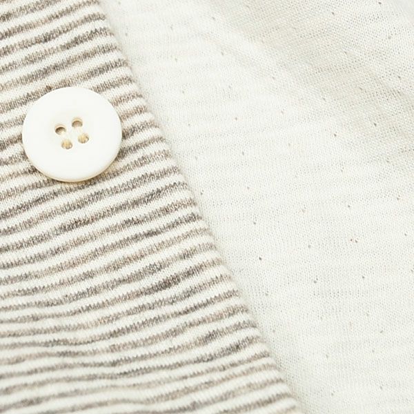 オーガニックコットン＆ヤク ボーダーエアニットパジャマ ナチュラルグレー M