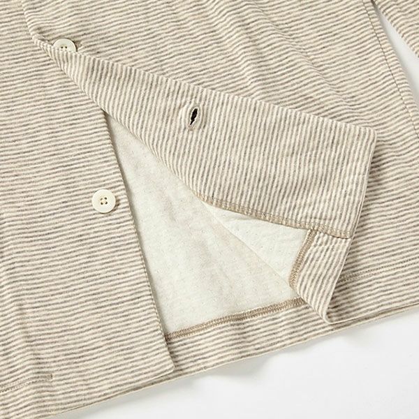 オーガニックコットン＆ヤク ボーダーエアニットパジャマ ナチュラルグレー M