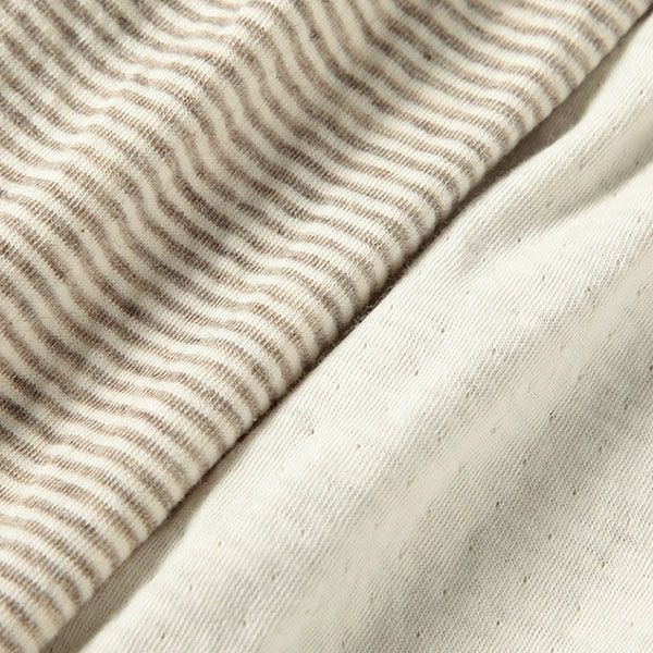 オーガニックコットン＆ヤク ボーダーエアニットパジャマ ナチュラルグレー M