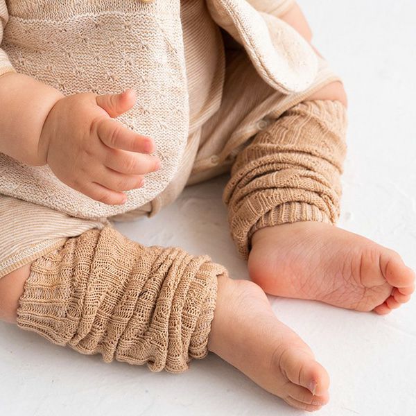 オーガニックコットン ベビー 縄編み柄 レッグウォーマー